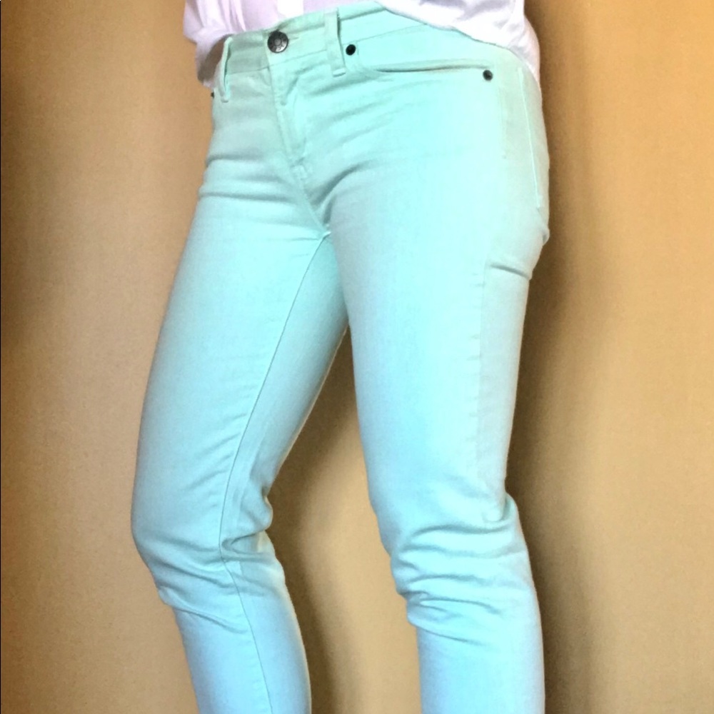 Mint green J. Crew stretch jeans